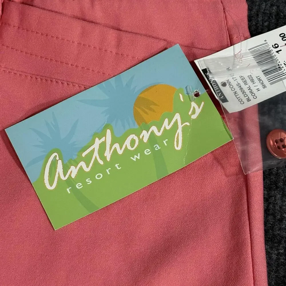 Anthony's Shorts Womens 16 Pink Coral Reef Bermuda Stretch Resort Wear Casual